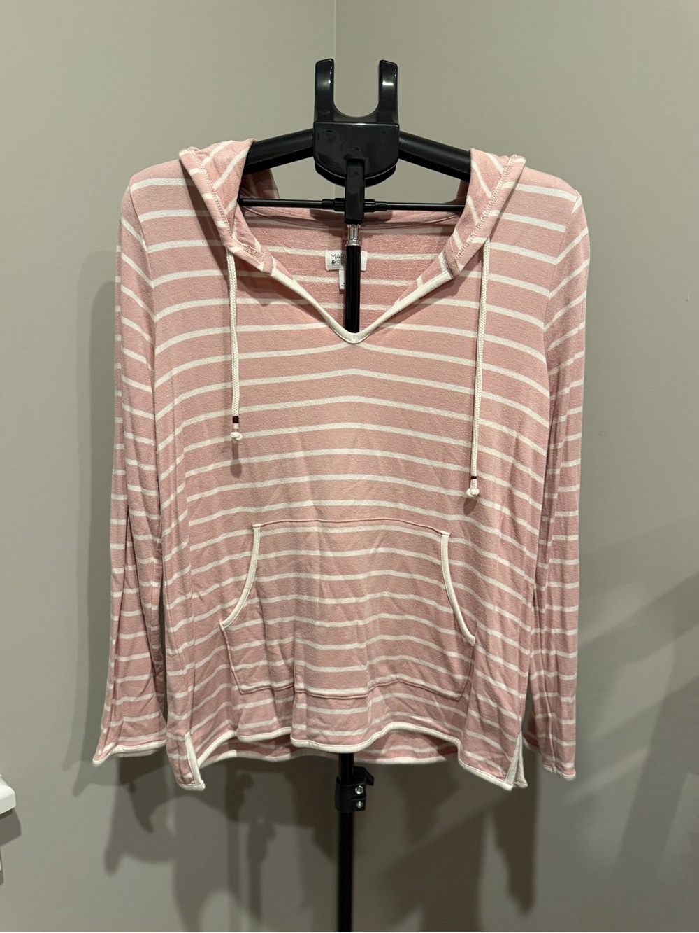 Market & Spruce Pink and White Striped Hooded Pullover